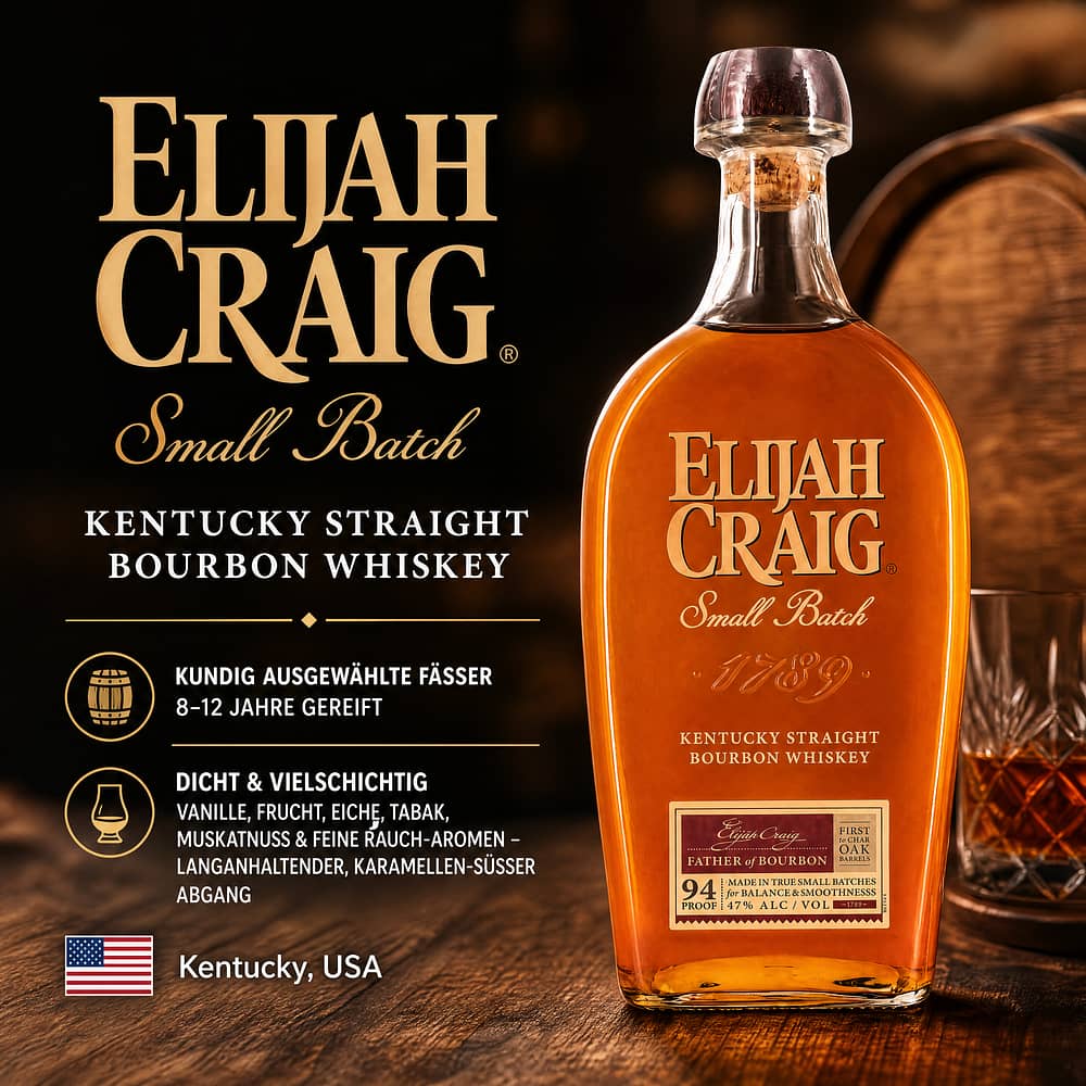 Elijah Craig Small Batch Kentucky Straight Bourbon Whiskey 0,70 Liter/ 47.0% vol Produktbild