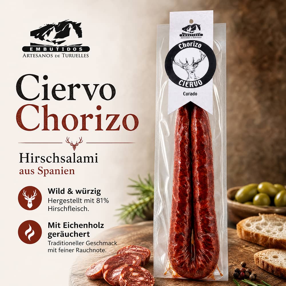 Embuastur Ciervo Chorizo-Hirschsalami 300 Gramm Produktbild