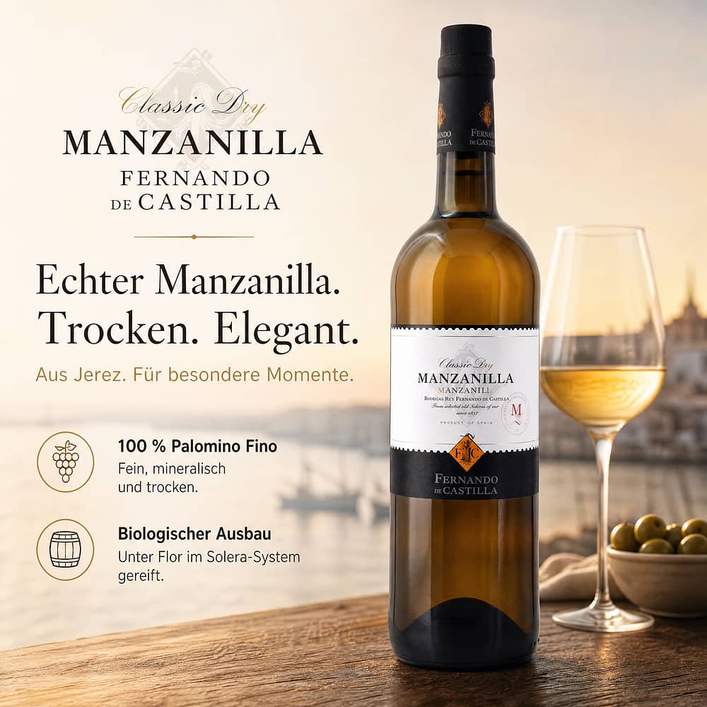 Fernando de Castilla Sherry Manzanilla Classic Dry 0,750 Liter/ 15.0% vol Produktbild
