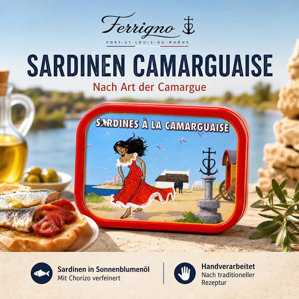 Ferrigno Sardinen Camarguaise 115g 65 Gramm Abtropfgewicht Produktbild