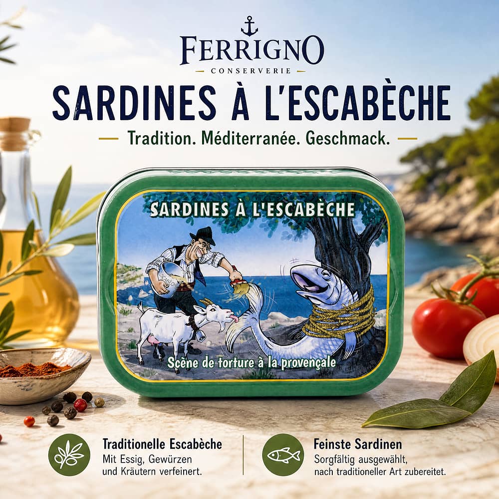 Ferrigno Sardinen in Escabèche Sauce 115g 80 Gramm Abtropfgewicht Produktbild