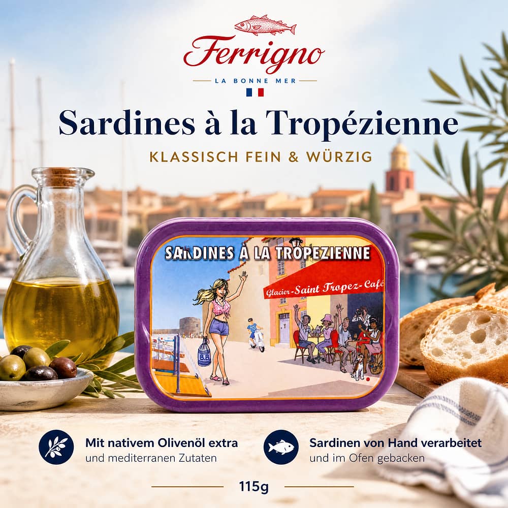 Ferrigno Sardinen Tropezienne 115g 75 Gramm Abtropfgewicht Produktbild