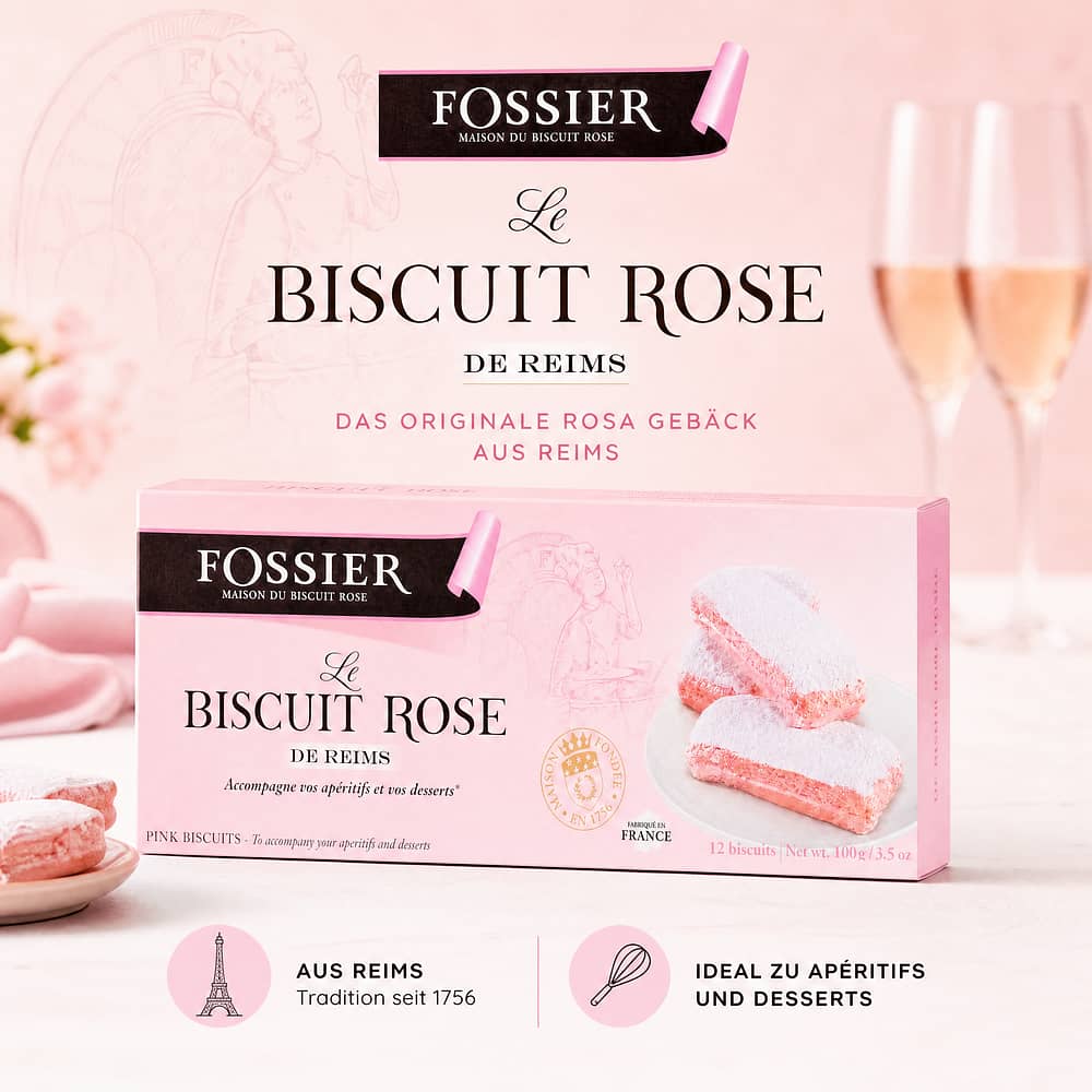 Fossier Le Biscuit Rose Rosa Süßgebäck aus Reims 100 Gramm Produktbild