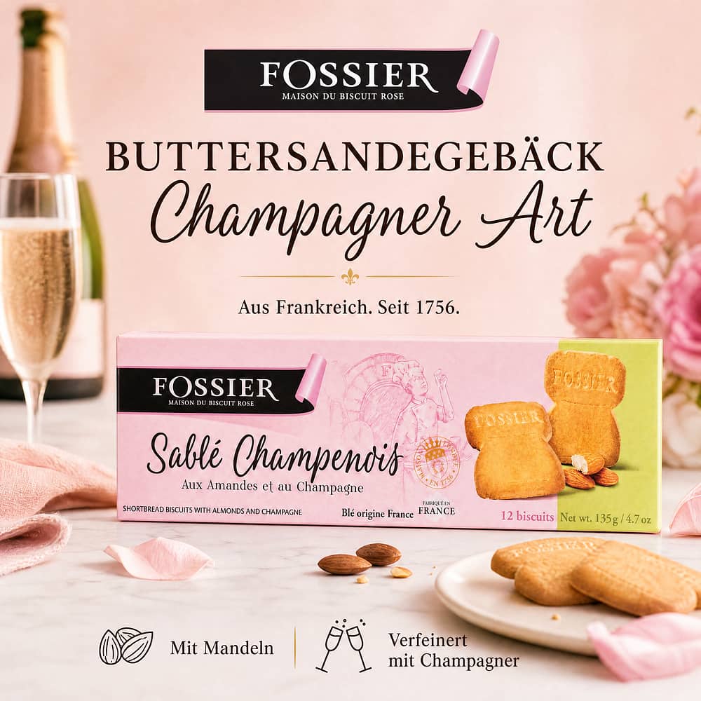 Fossier Sablé Champenois Buttersandgebäck Champagner Art 135 Gramm/ 2.0% vol Produktbild