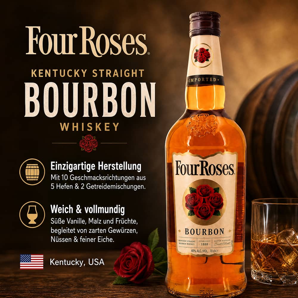 Four Roses Kentucky Straight Bourbon Whiskey 0,70 Liter/ 40.0% vol Produktbild