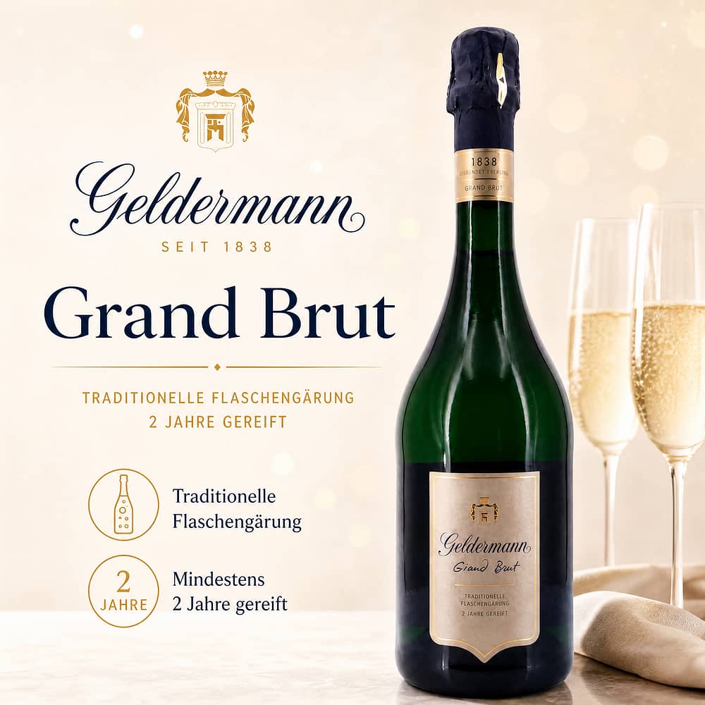 Geldermann Grand Brut Traditionelle Flaschengärung 2 Jahre gereift 0,750 Liter/ 12.0% vol Produktbild