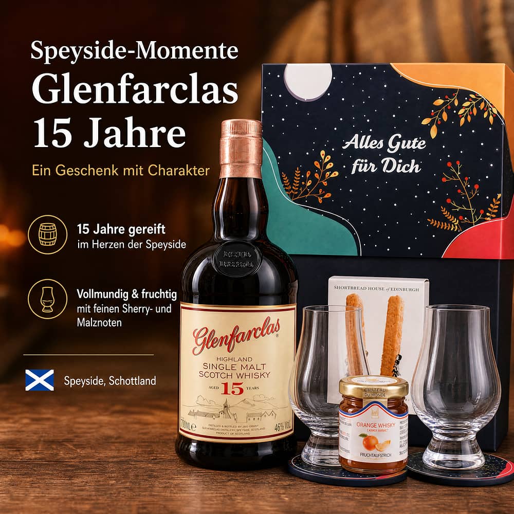 genuba Präsent "Speyside-Momente Glenfarclas 15 Jahre" 0,70 Liter/ 46.0% vol Produktbild
