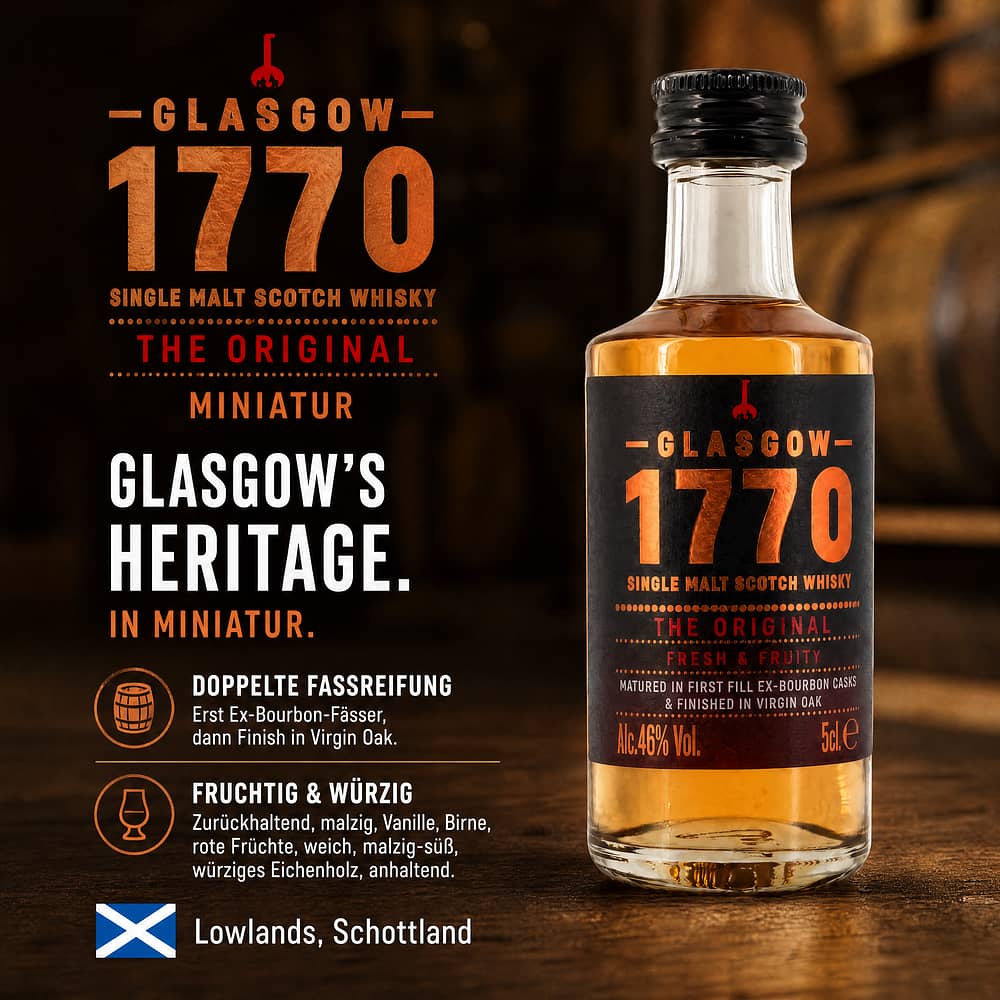 Glasgow Distillery 1770 Glasgow Single Malt The Original Miniatur 0,050 Liter/ 46.0% vol Produktbild
