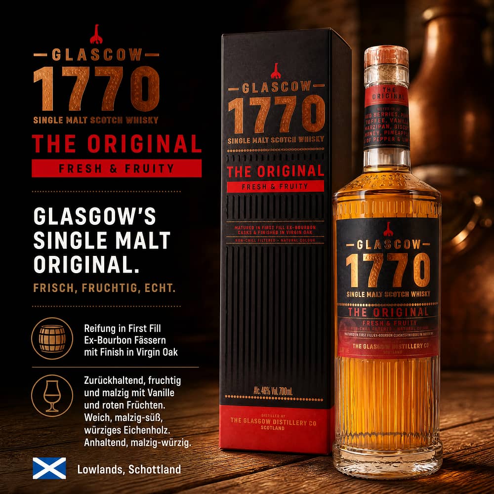 Glasgow Distillery 1770 Glasgow Single Malt The Original 0,70 Liter/ 46.0% vol Produktbild