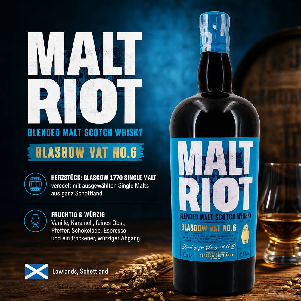 Glasgow Distillery Malt Riot Vat No. 6 0,70 Liter/ 40.0% vol Produktbild