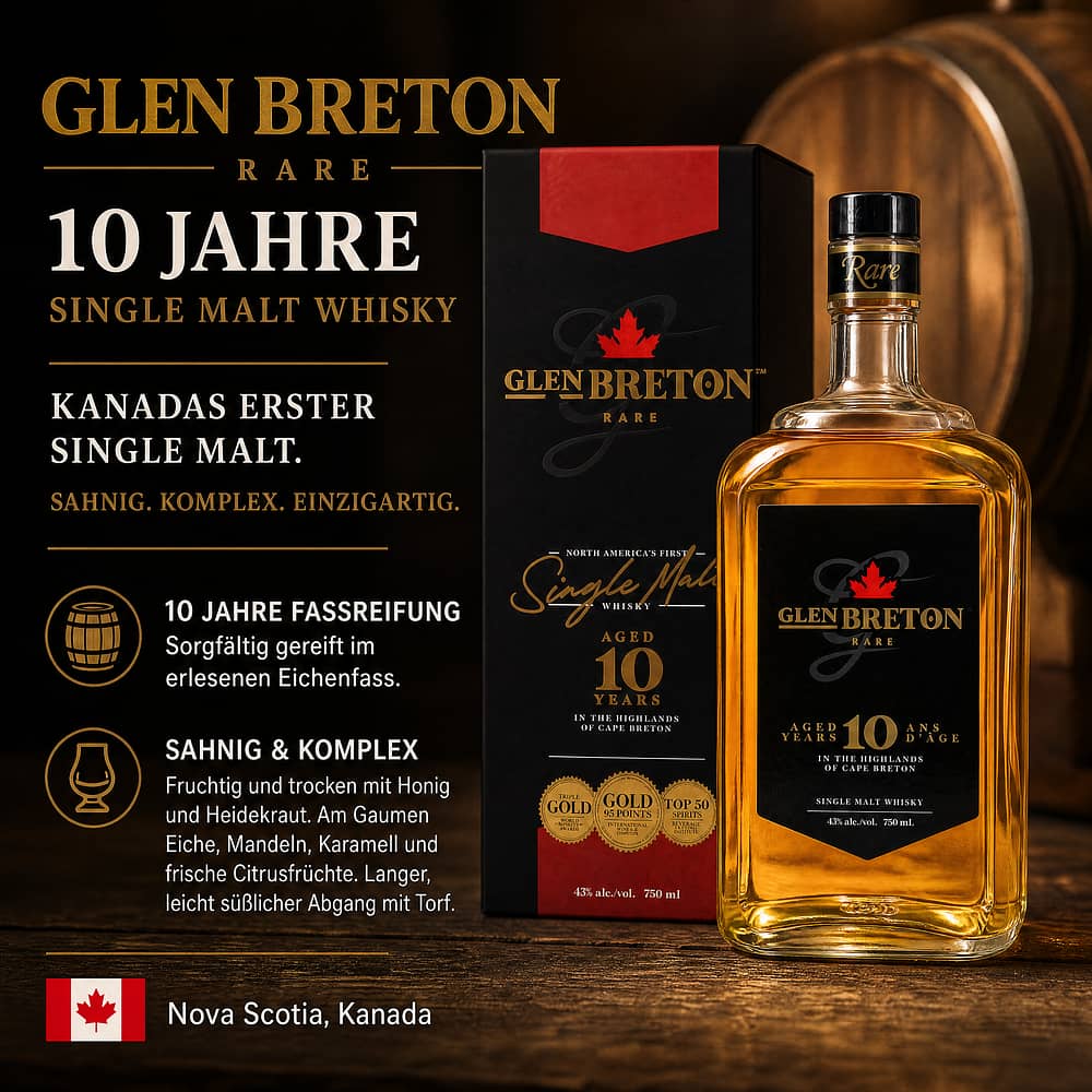 Glen Breton Rare 10 Jahre Single Malt Whisky 0,70 Liter/ 43.0% vol Produktbild
