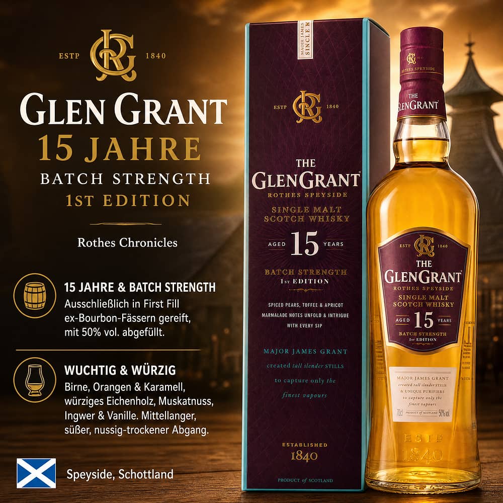 Glen Grant 15 Jahre Batch Strength 1st Edition 0,70 Liter/ 50.0% vol Produktbild