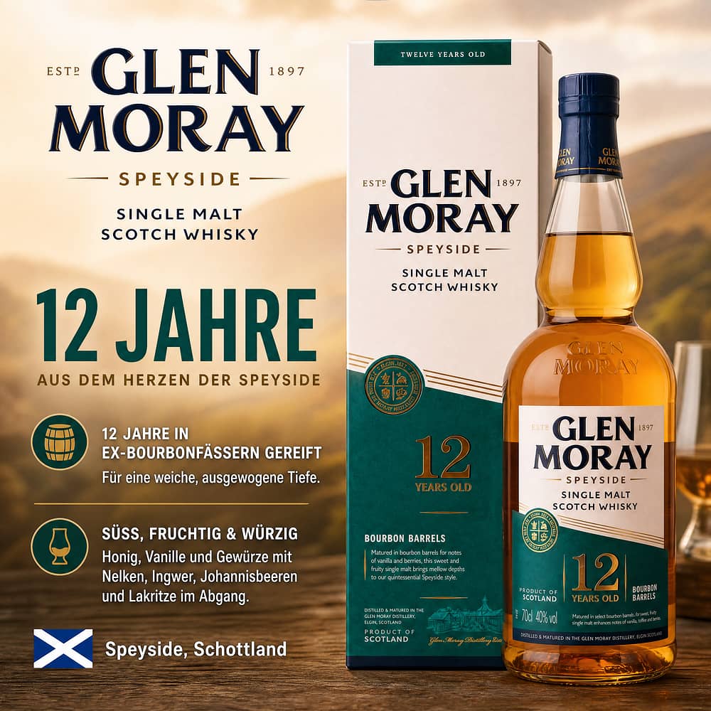 Glen Moray 12 Jahre 0,70 Liter/ 40.0% vol Produktbild