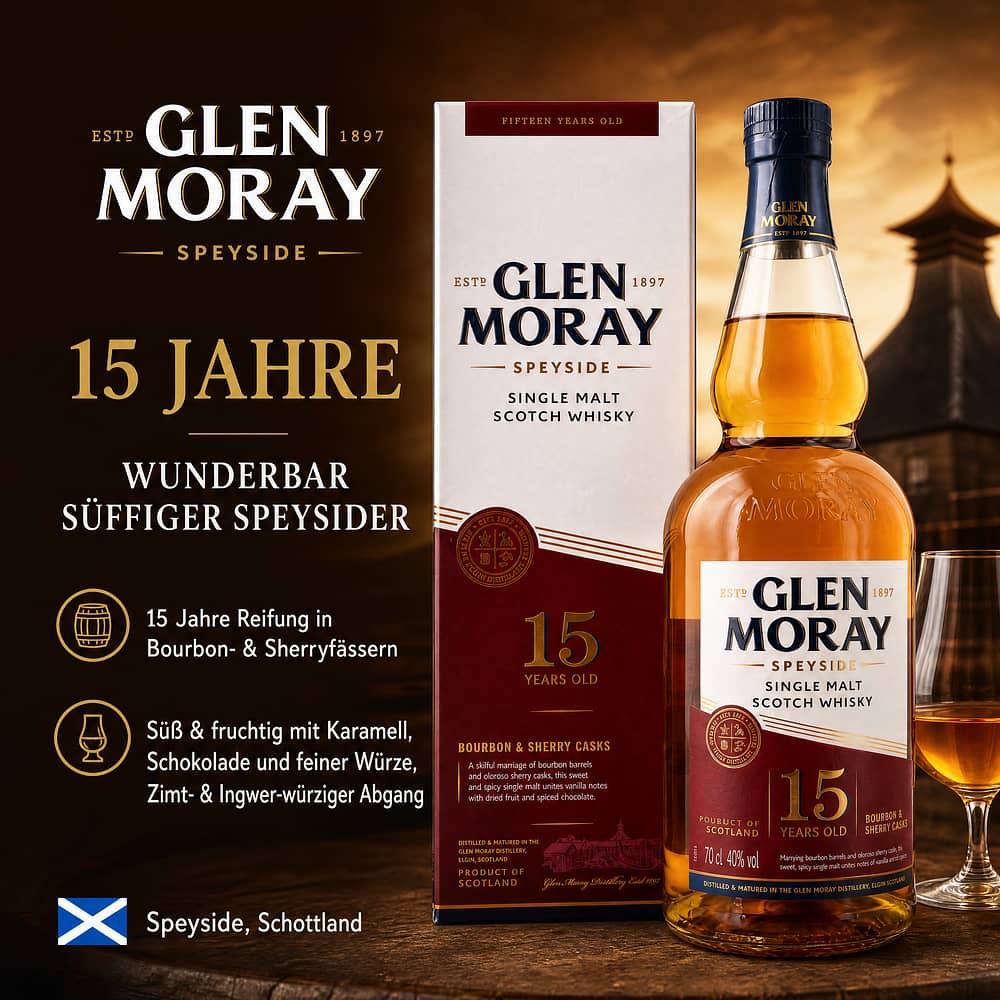 Glen Moray 15 Jahre 0,70 Liter/ 40.0% vol Produktbild