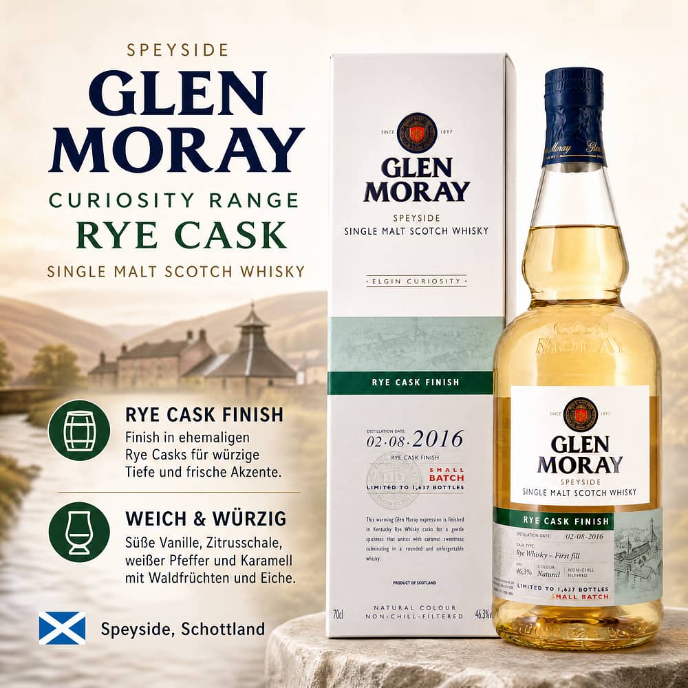 Glen Moray Curiosity Range Rye Cask 0,70 Liter/ 46.3% vol Produktbild