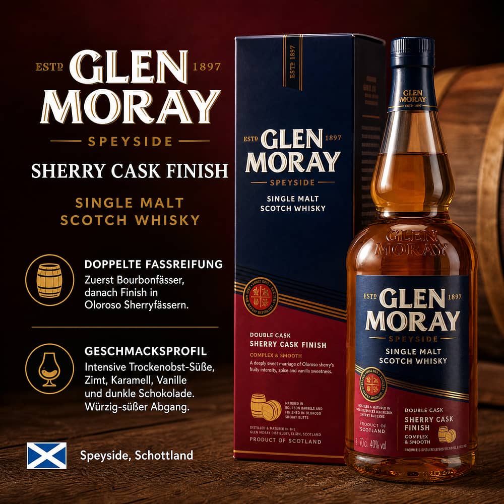 Glen Moray Sherry Cask Finish 0,70 Liter/ 40.0% vol Produktbild