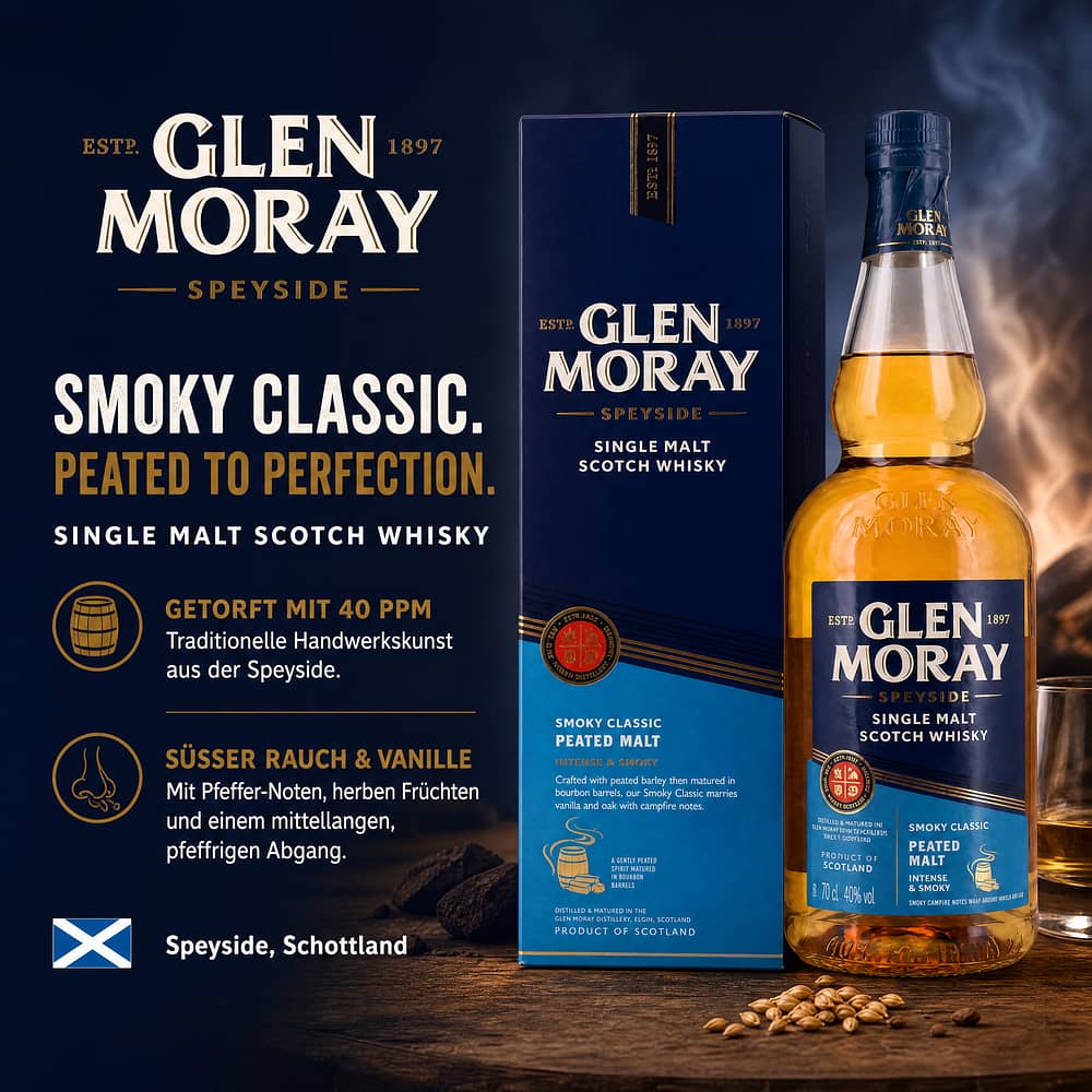 Glen Moray Peated 0,70 Liter/ 40.0% vol Produktbild