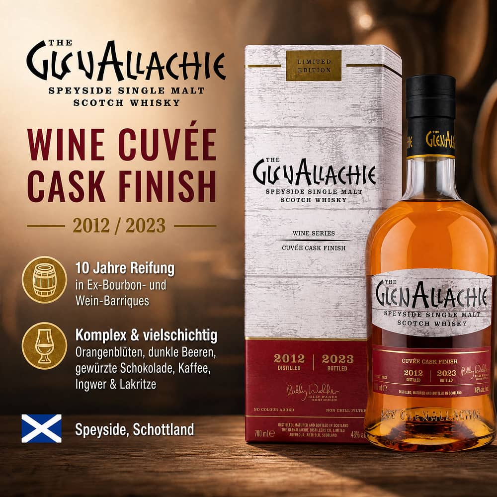 GlenAllachie 10 Jahre Wine Cuvee Barrique Finish Jahrgang 2012 / 2023 0,70 Liter/ 48.0% vol Produktbild