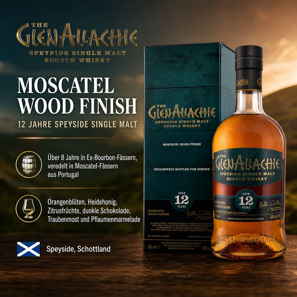 GlenAllachie 12 Jahre Moscatel Wood Finish 0,70 Liter/ 48.0% vol Produktbild