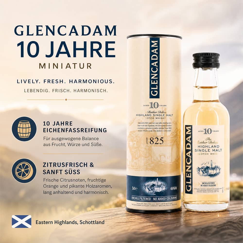 Glencadam 10 Jahre Miniatur 0,050 Liter/ 46.0% vol Produktbild