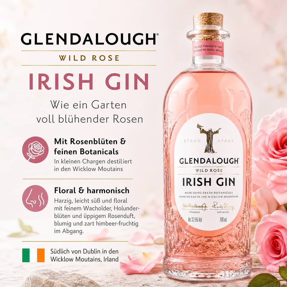 Glendalough Wild Rose Gin 0,70 Liter/ 37.5% vol Produktbild