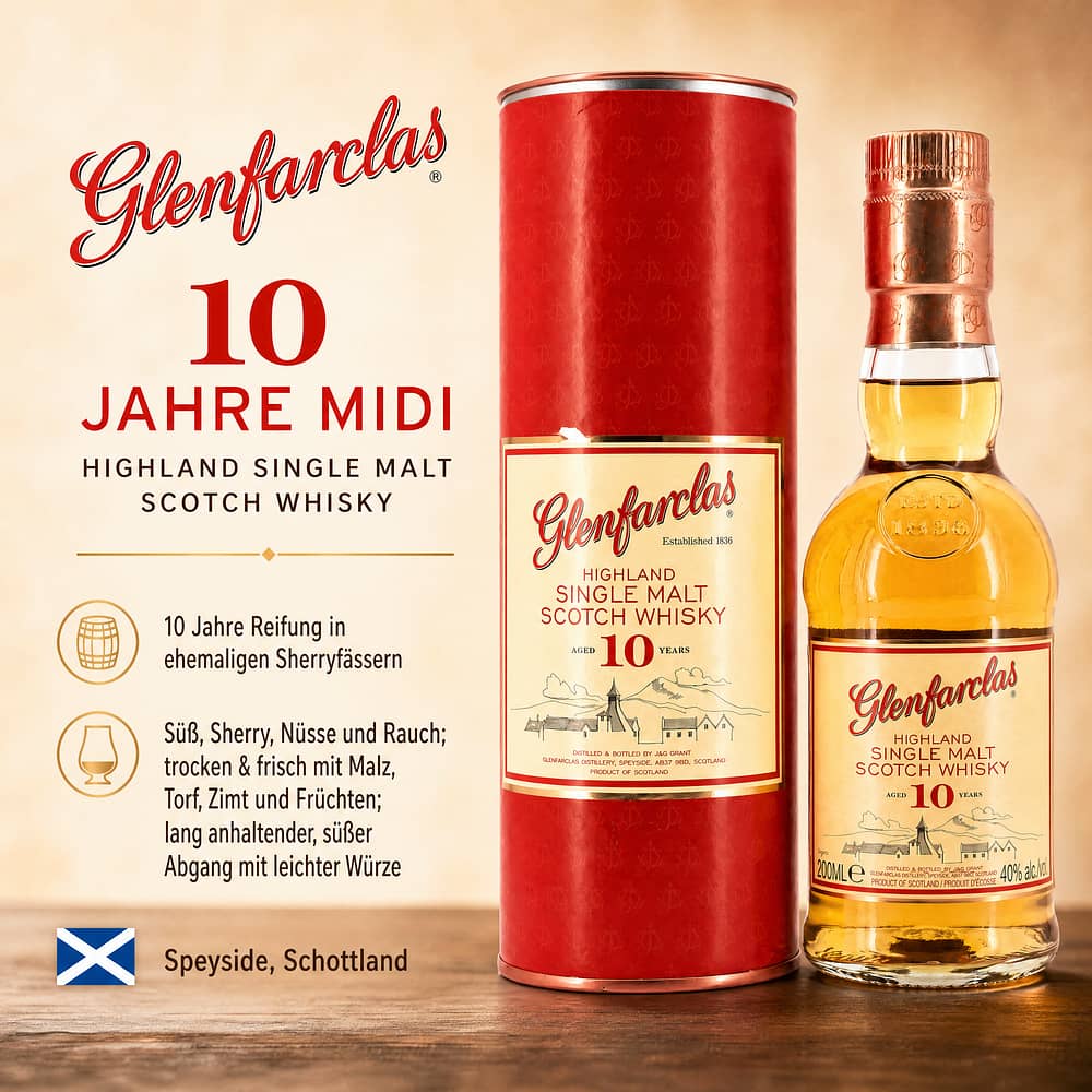 Glenfarclas 10 Jahre Midi 0,20 Liter/ 40.0% vol Produktbild