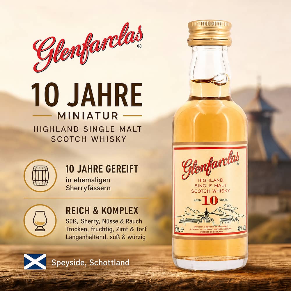 Glenfarclas 10 Jahre Miniatur 0,050 Liter/ 40.0% vol Produktbild