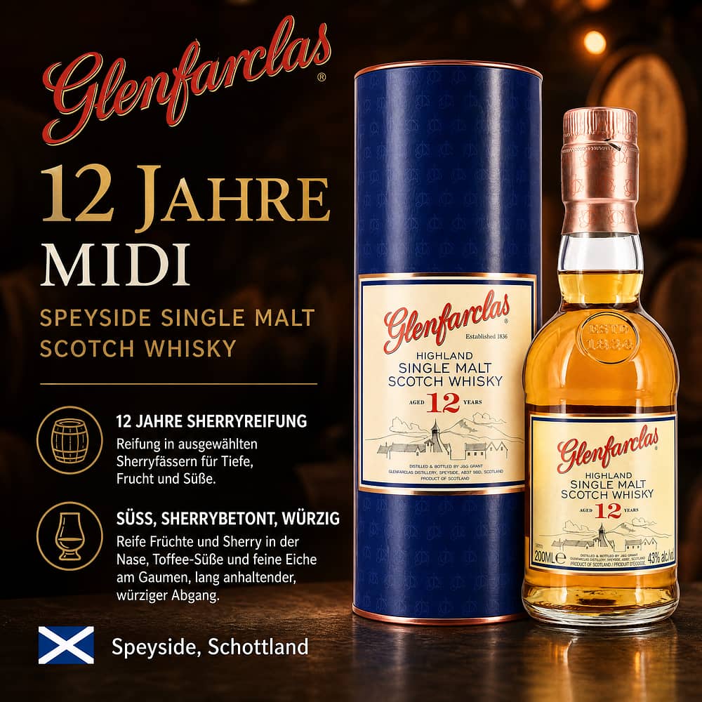 Glenfarclas 12 Jahre Midi 0,20 Liter/ 43.0% vol Produktbild