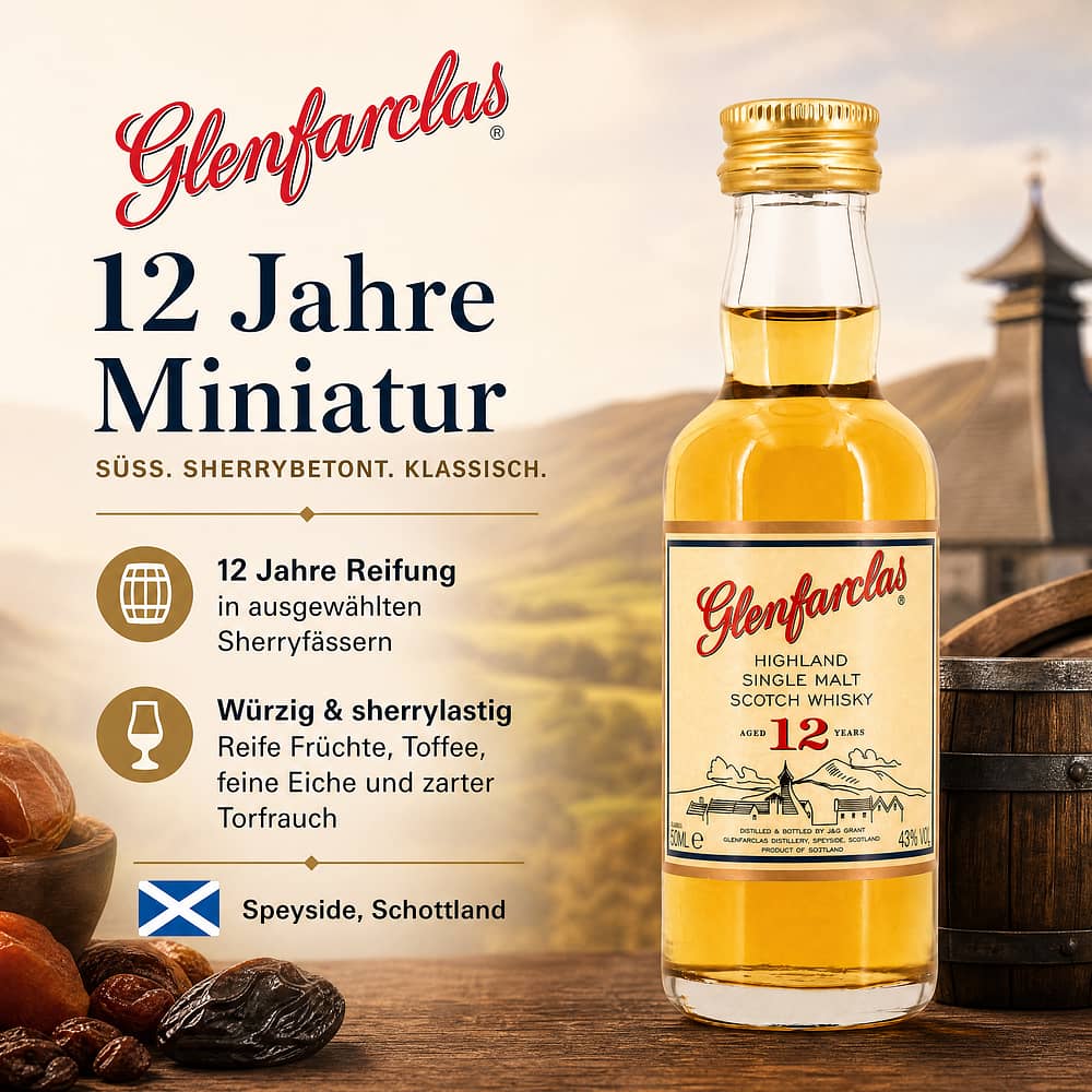 Glenfarclas 12 Jahre Miniatur 0,050 Liter/ 43.0% vol Produktbild