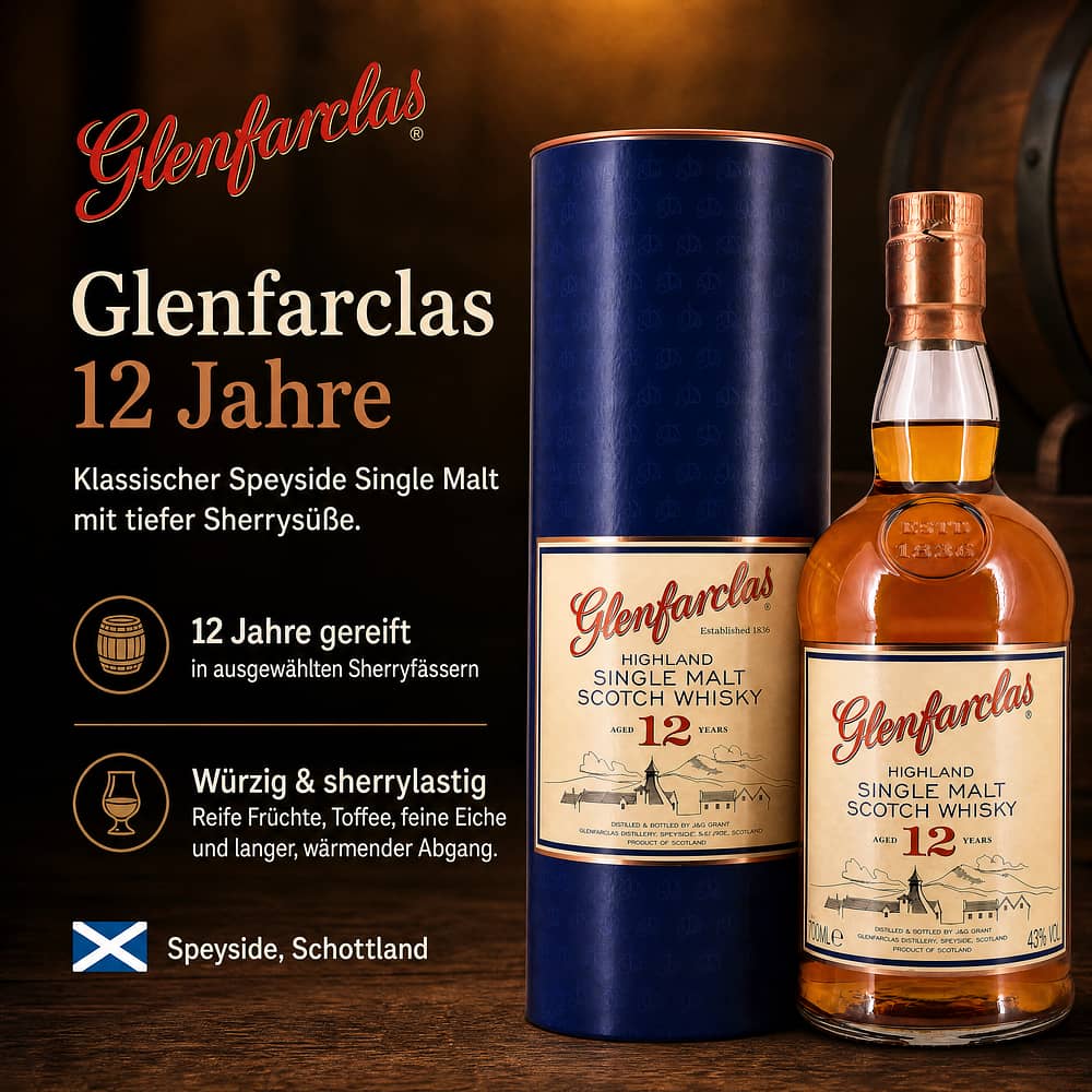 Glenfarclas 12 Jahre 0,70 Liter/ 43.0% vol Produktbild