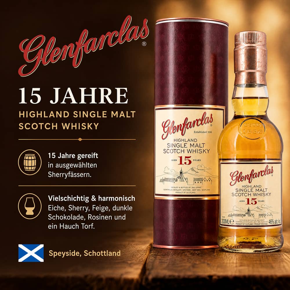 Glenfarclas 15 Jahre Midi 0,20 Liter/ 46.0% vol Produktbild