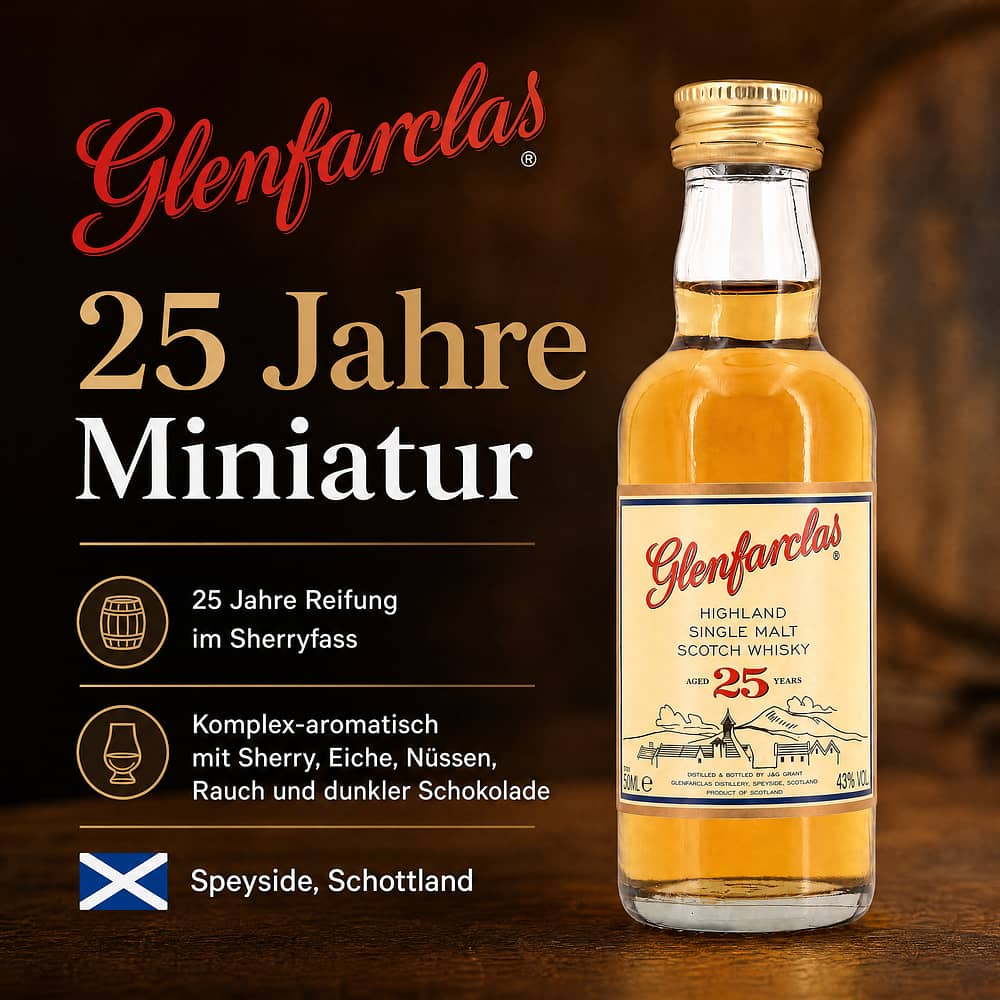 Glenfarclas 25 Jahre Miniatur 0,050 Liter/ 43.0% vol Produktbild