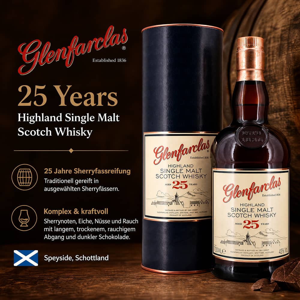 Glenfarclas 25 Jahre 0,70 Liter/ 43.0% vol Produktbild