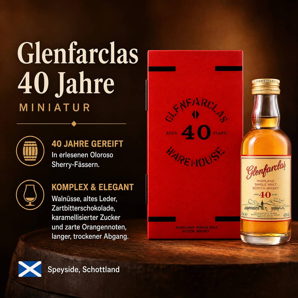 Glenfarclas 40 Jahre Miniatur 0,050 Liter/ 43.0% vol Produktbild