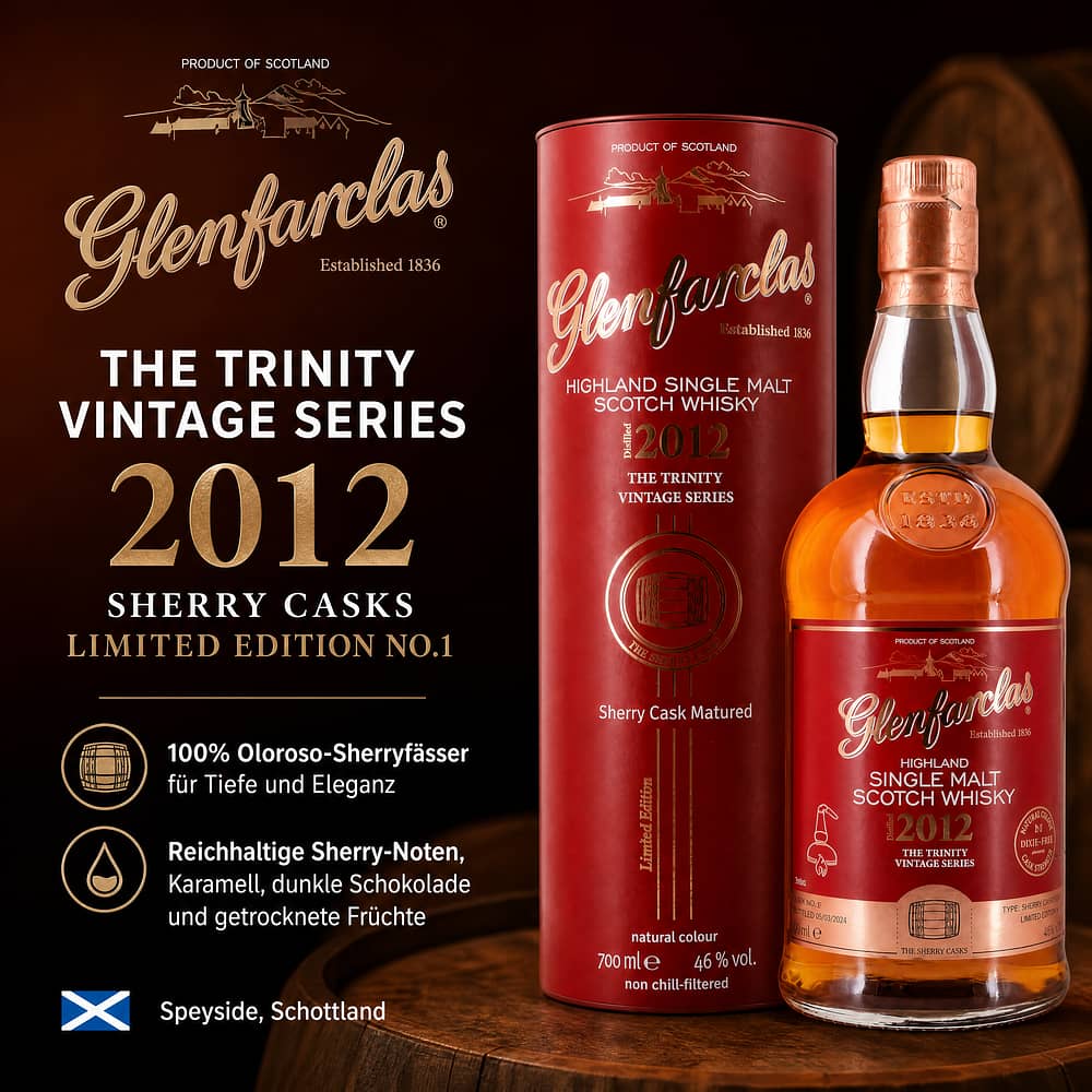 Glenfarclas The Trinity Vintage Series 2012 Sherry Casks Limited Edition No.1 0,70 Liter/ 46.0% vol Produktbild