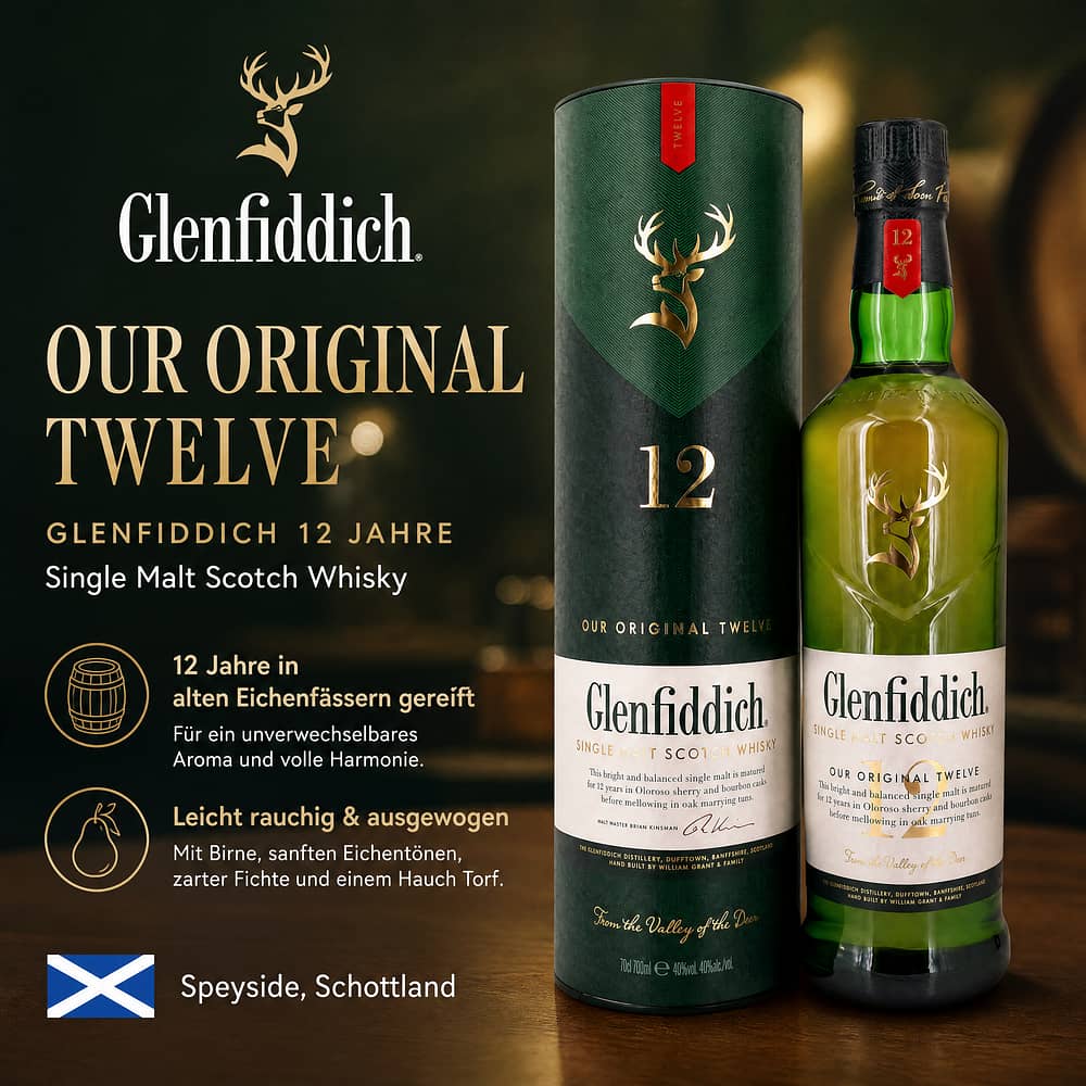 Glenfiddich 12 Jahre Our Original Twelve 0,70 Liter/ 40.0% vol Produktbild