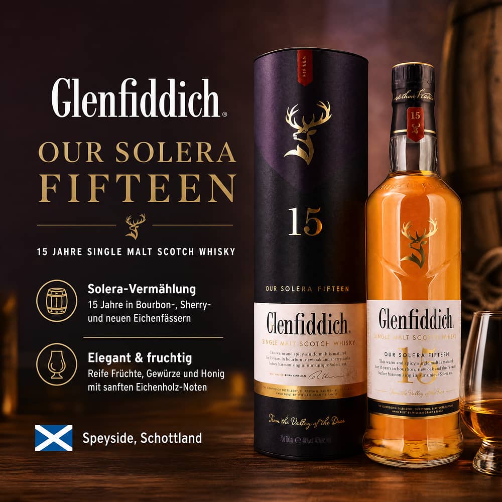 Glenfiddich Our Solera Fifteen 15 Jahre 0,70 Liter/ 40.0% vol Produktbild
