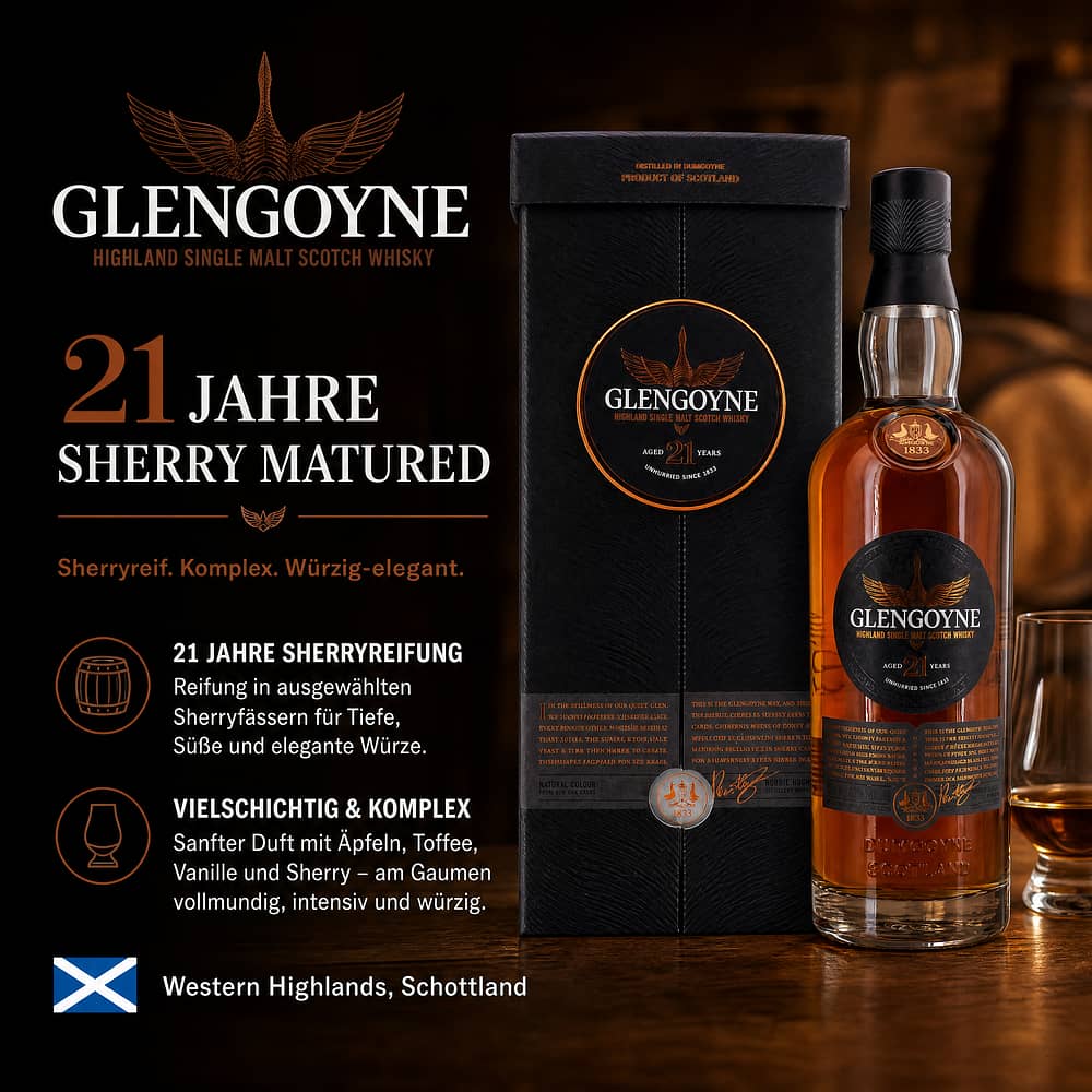 Glengoyne 21 Jahre Sherry matured 0,70 Liter/ 43.0% vol Produktbild