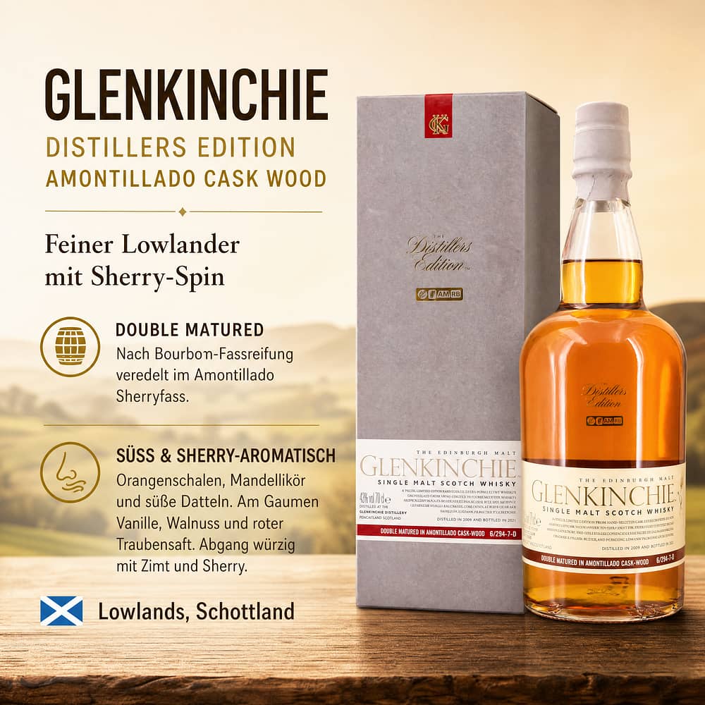Glenkinchie Distillers Edition Amontillado Cask Wood 0,70 Liter/ 43.0% vol Produktbild