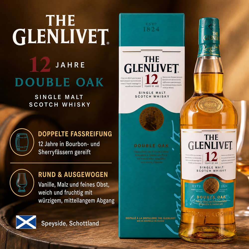 Glenlivet 12 Jahre Double Oak 0,70 Liter/ 40.0% vol Produktbild