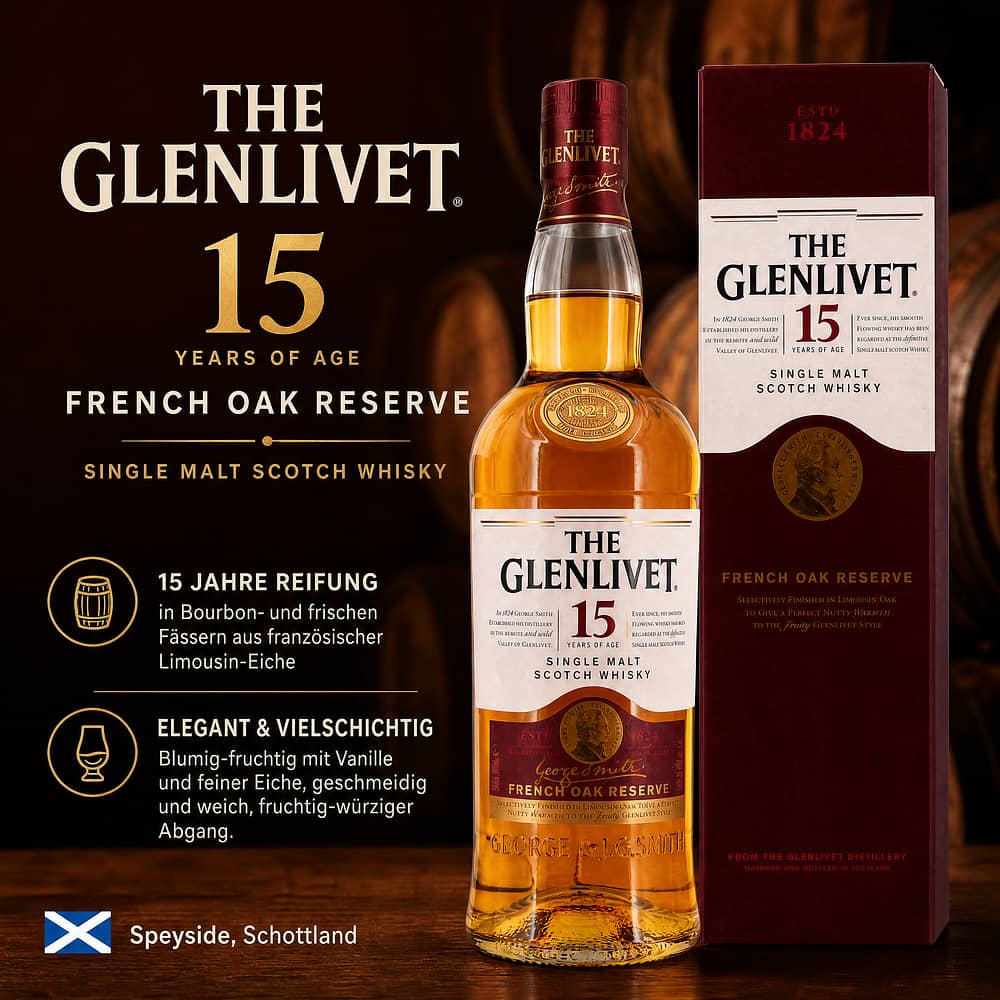 Glenlivet 15 Jahre French Oak Reserve 0,70 Liter/ 40.0% vol Produktbild