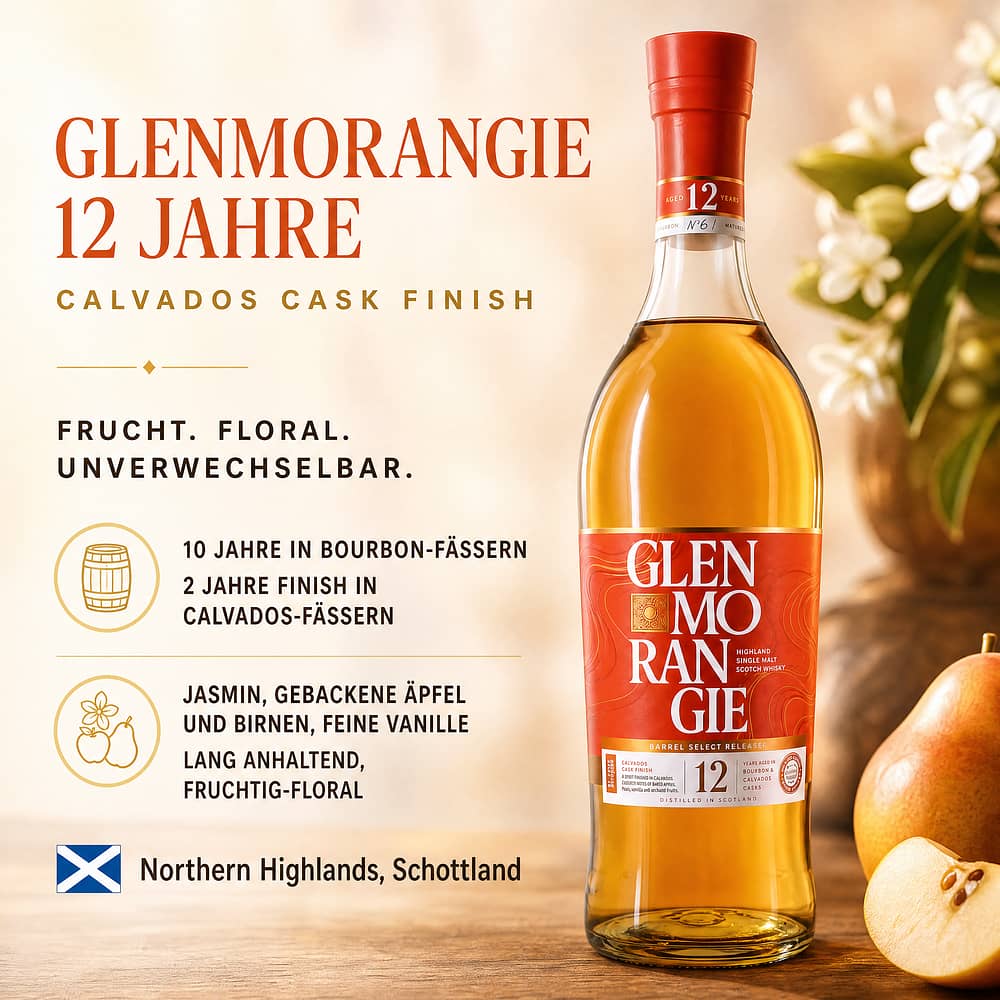 Glenmorangie 12 Jahre Calvados Cask Finish 0,70 Liter/ 46.0% vol Produktbild