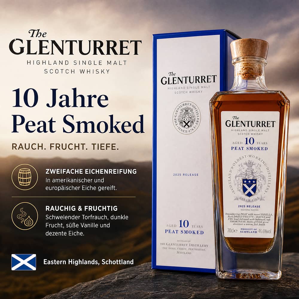 Glenturret 10 Jahre Peat Smoked 0,70 Liter/ 46.6% vol Produktbild