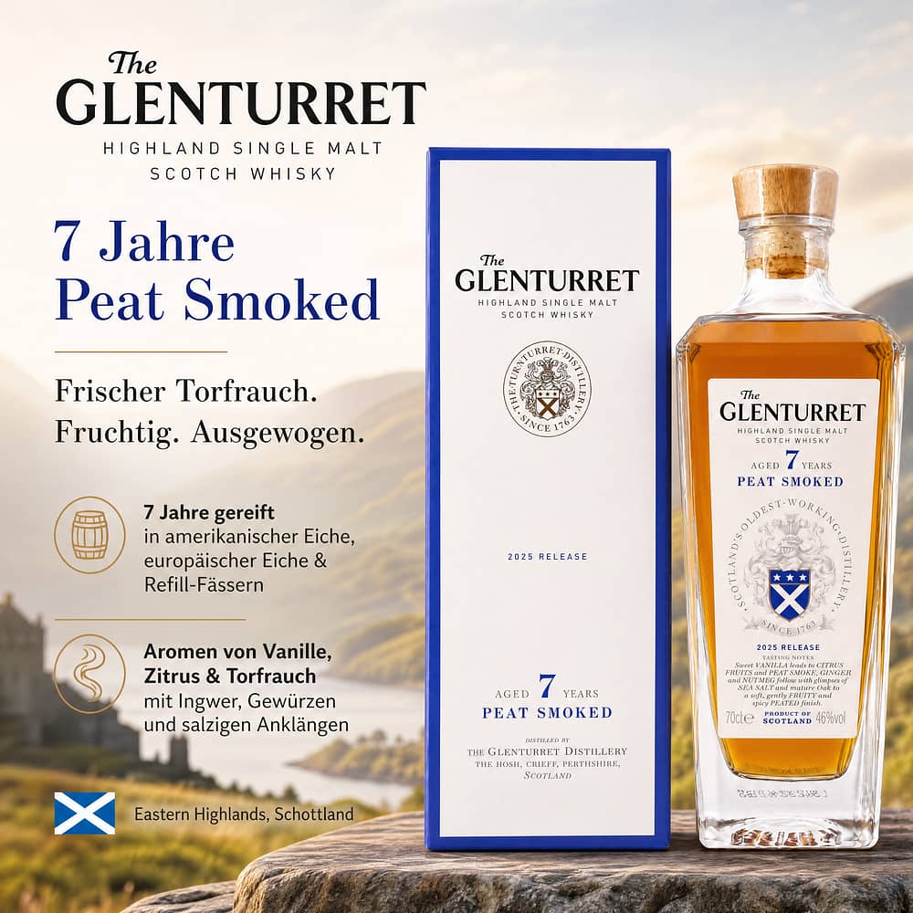 Glenturret 7 Jahre Peat Smoked 0,70 Liter/ 46.0% vol Produktbild