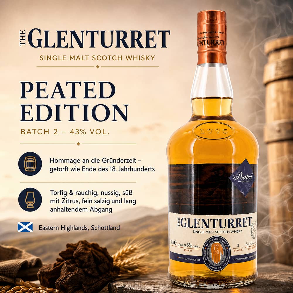 Glenturret Peated Edition 43 (Lieferung verfügbares Batch) 0,70 Liter/ 43.0% vol Produktbild