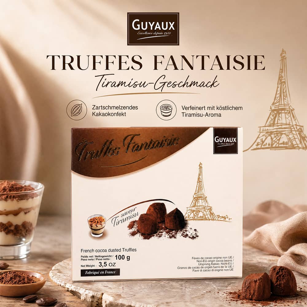 Guyaux Truffes Fantaisie Tiramisu-Geschmack Kakaokonfekt 100 Gramm Produktbild