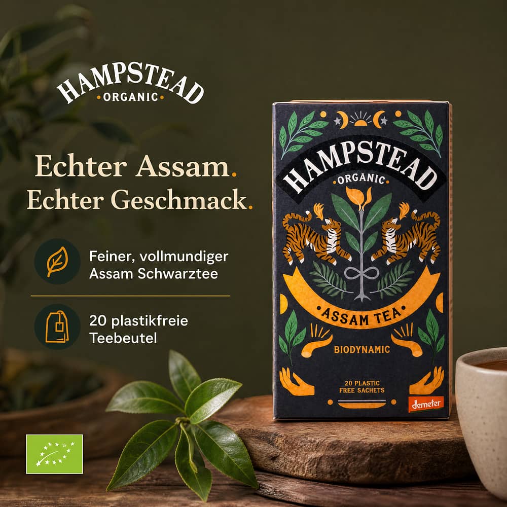 Hampstead Tea BIO Organic Assam Imperial 20 Teebeutel 40 Gramm Produktbild