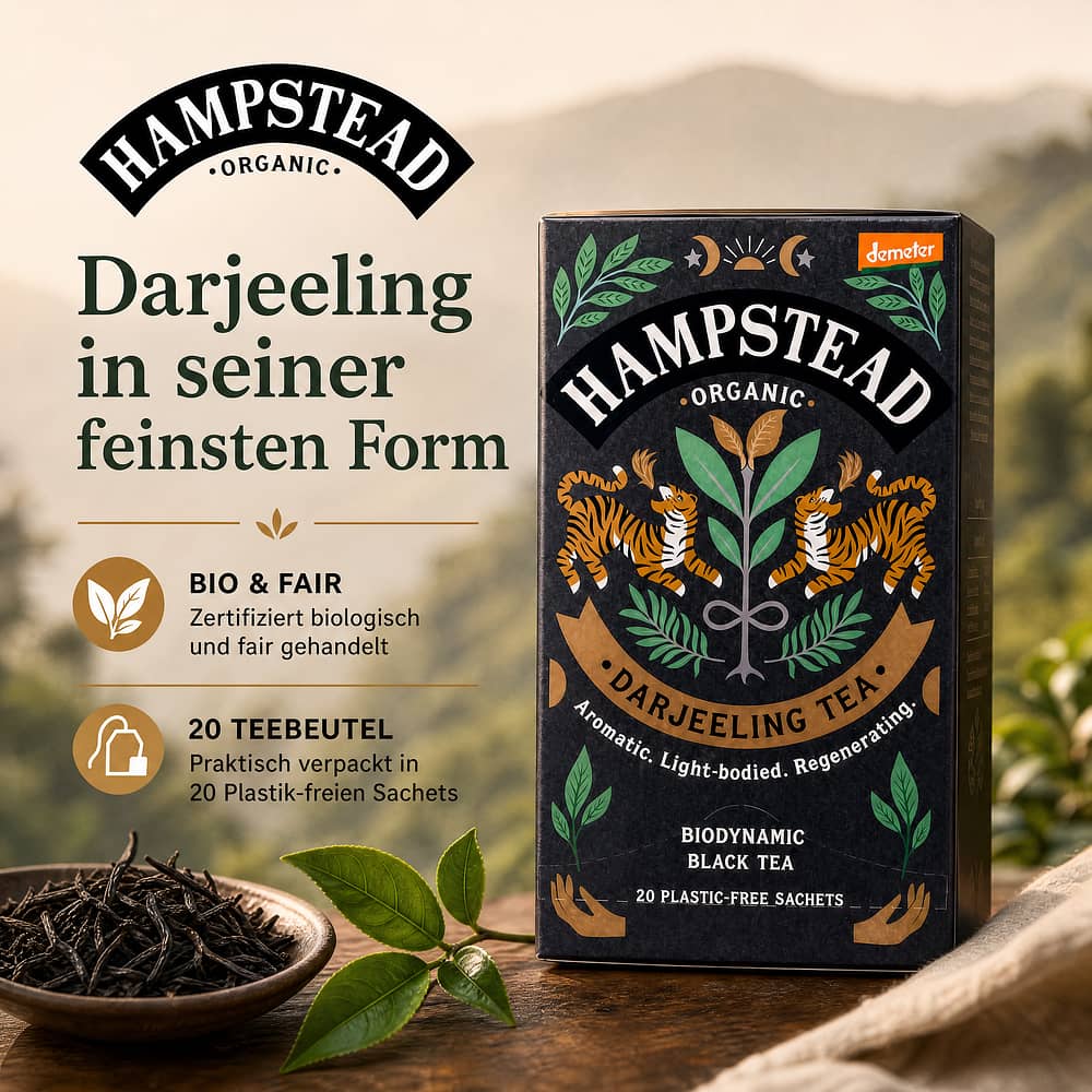 Hampstead Tea BIO Organic Darjeeling 20 Teebeutel 40 Gramm Produktbild