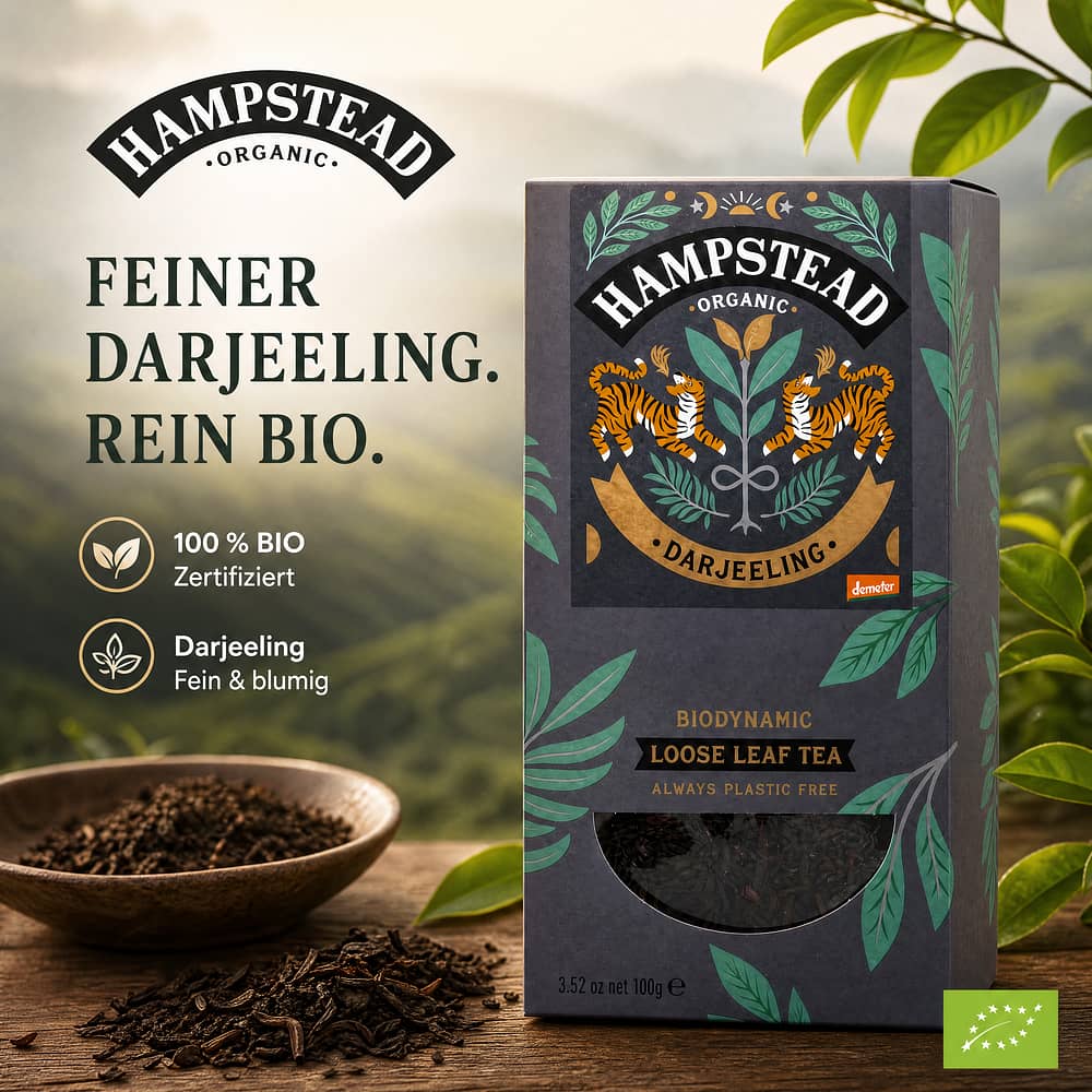 Hampstead Tea BIO Organic Darjeeling loser Tee 100 Gramm Produktbild