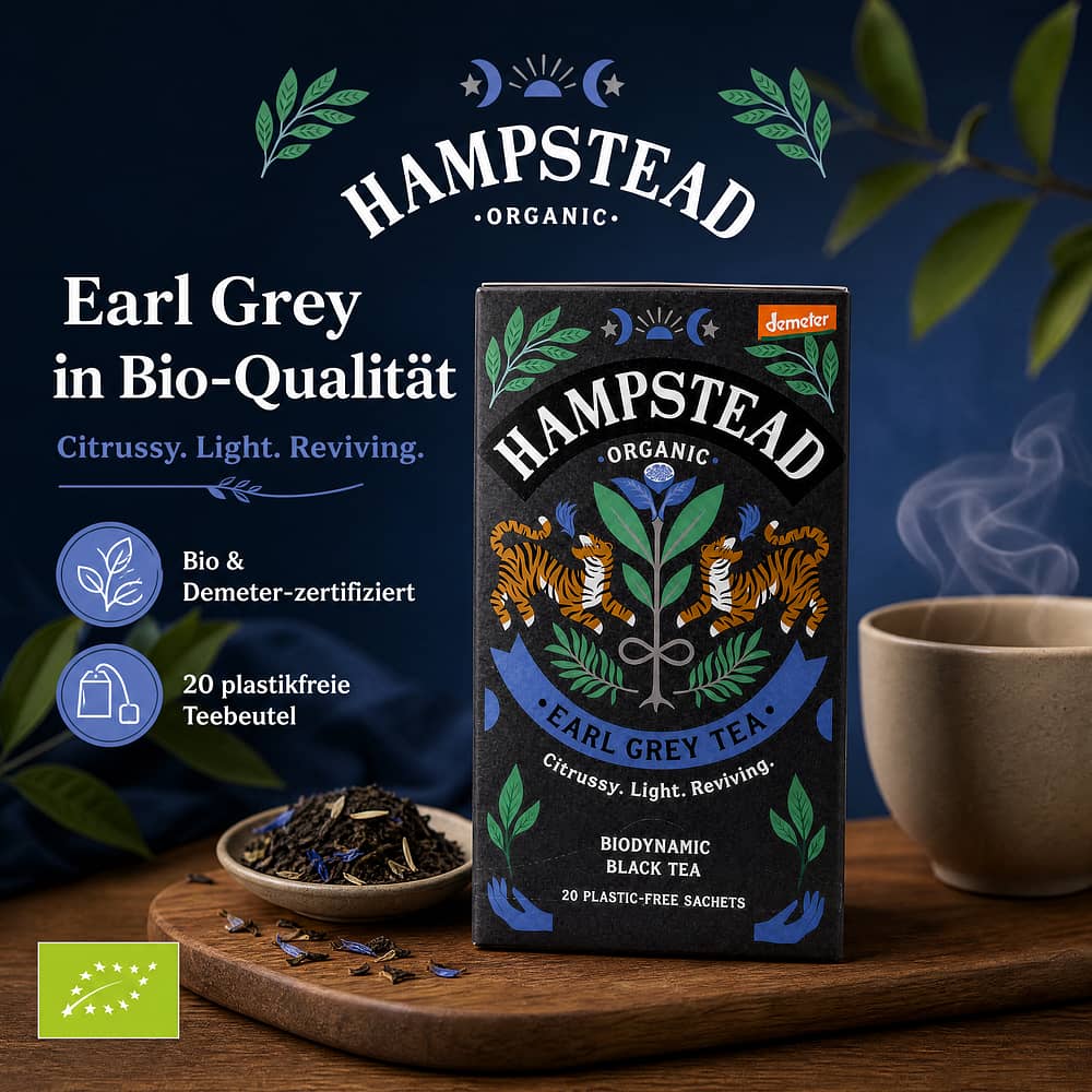 Hampstead Tea BIO Organic Earl Grey 20 Teebeutel 40 Gramm Produktbild